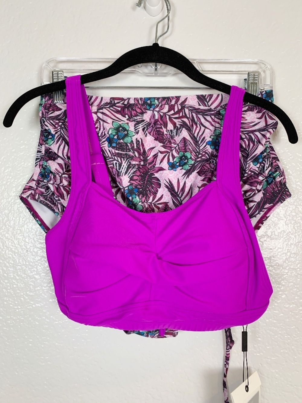 Hanna Nikole Bikini Womens 12W NEW Purple Floral Padded Swimsuit High Waist NWT